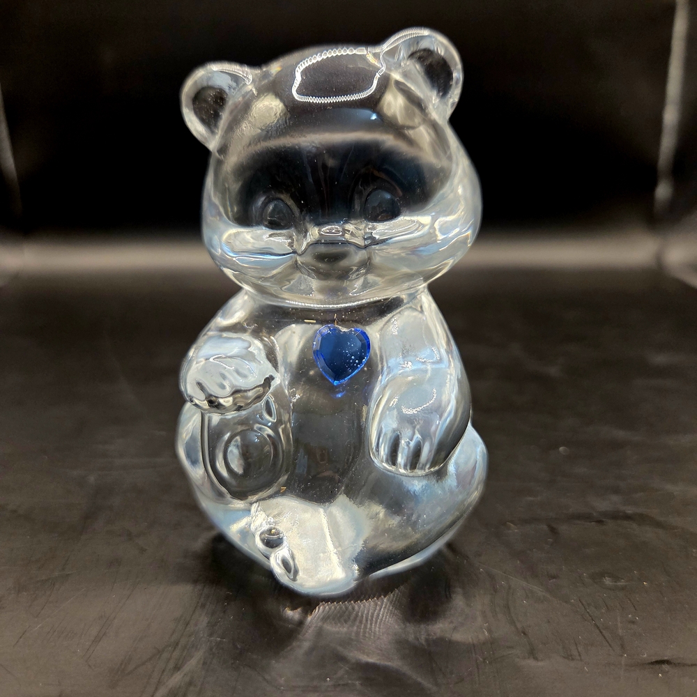 Fenton Blue Accent Crystal Bear Decor